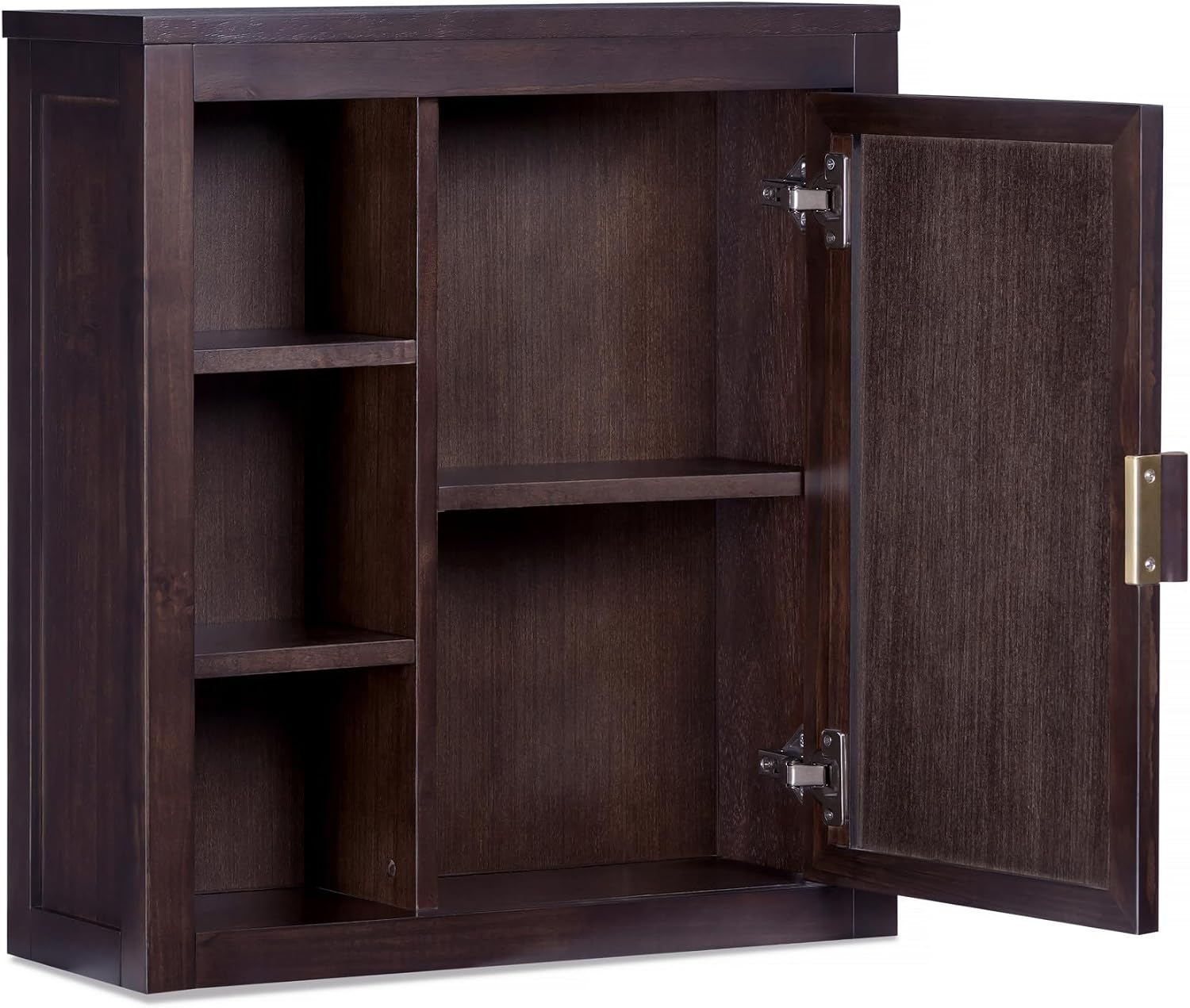 Teamson Home Hatteras 22" W Wall Cabinet with Open & Closed Storage Featuring Sturdy Shelves, Coastal Modern Style and Solid Wood Bracket for Secure Wall Installation, Espresso Finish | Open & Closed Storage, Sturdy Shelves, Coastal Modern Style, Solid Wood Bracket for Secure Wall Installation