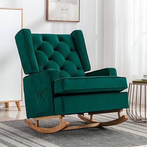 HomSof Mecedora para guardería moderna con respaldo alto, silla tapizada para sala de estar