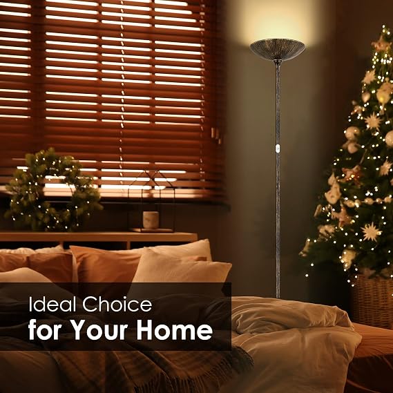 Torchiere Floor Lamp,LED Standing Lamp Touch Control, Bronze | 22W 2200LM, Stepless Dimmable, 3000K Daylight, 50000hrs Lifespan, For Living Room,Bedroom,Office