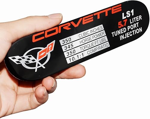 1 placa de identificación de datos C5 Corvette Spec Metal Placa de identificación 3D Placa de identificación LS1 345HP 1997-2000 Reemplazo para