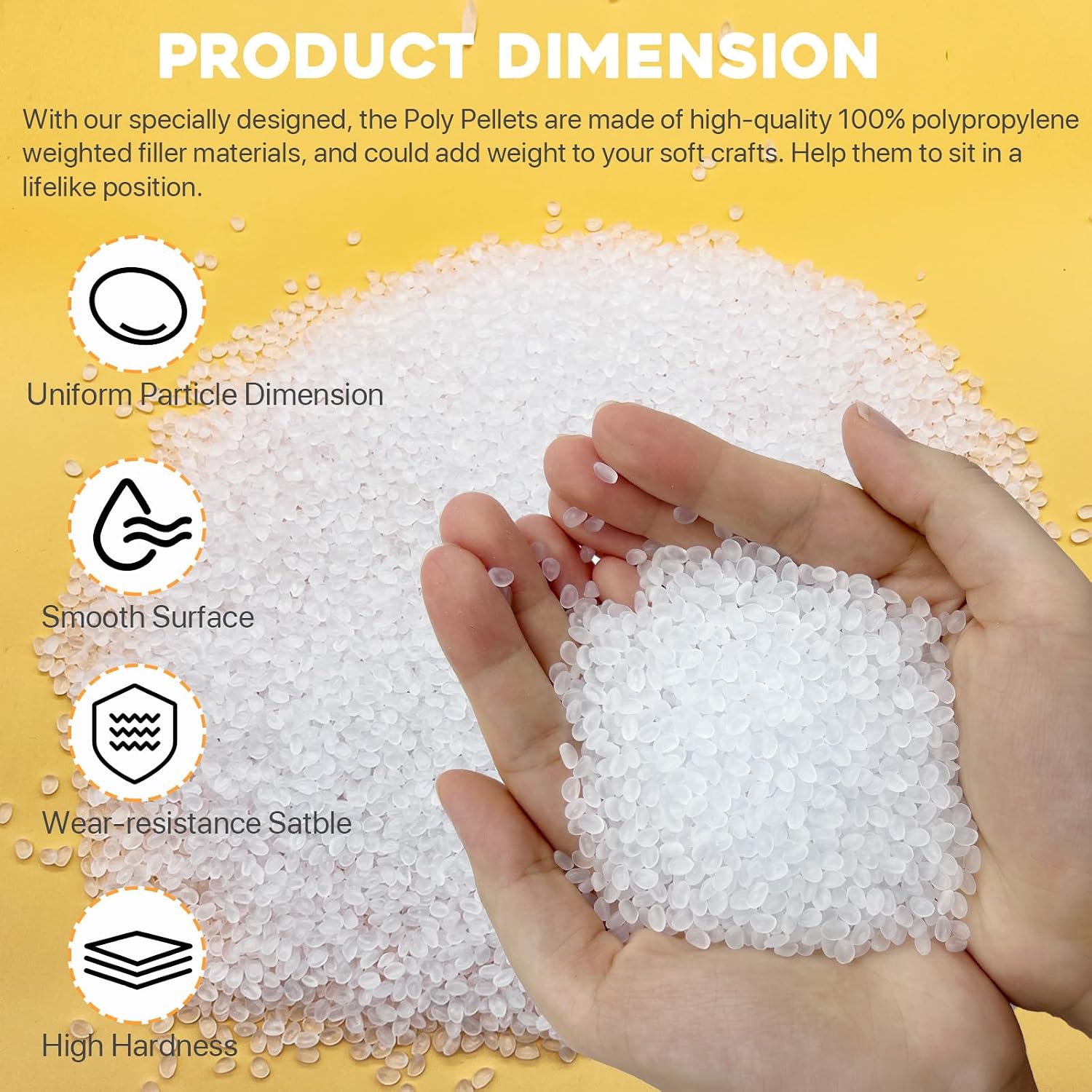 Eliteemo Poly-Fil Poly-Pellets, 32-Ounce Bag, Premium Polyester Weighted Stuffing Beads, Stuffing for Bean Bags, Stuffed Animals, Toys, Weighted Blankets, and More