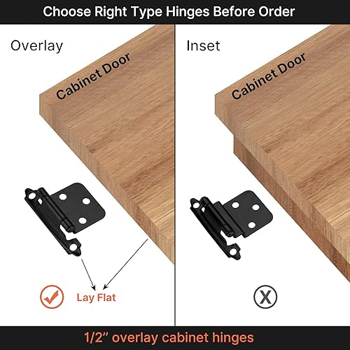 Miniatura 3 de homdiy 25 pares (50 unidades) de bisagras de gabinete de níquel cepillado con cierre automático para gabinetes de cocina, bisagras superpuestas de