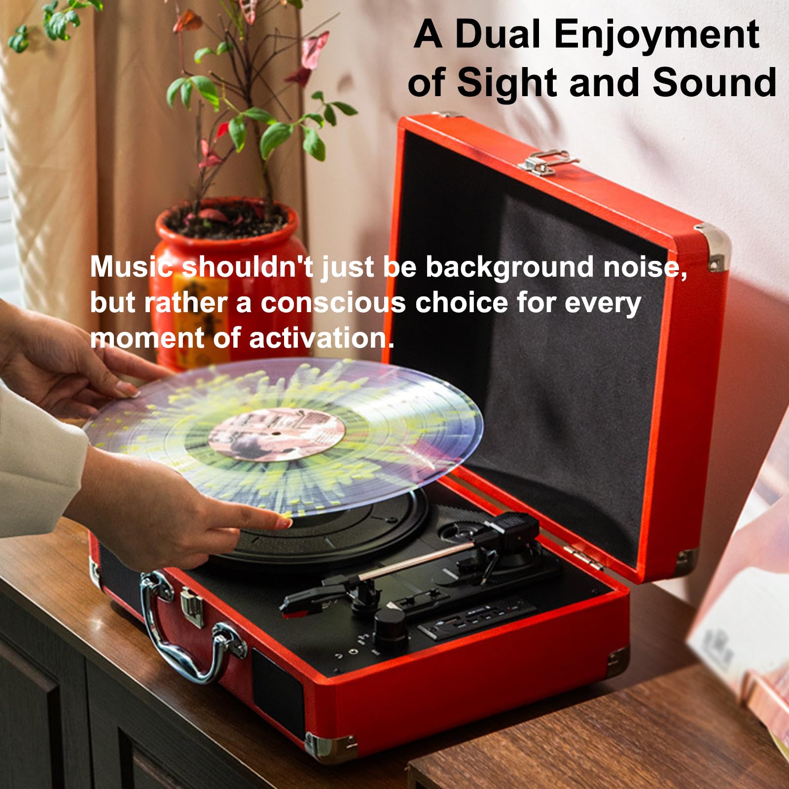 Giradischi retrò a Forma di Valigetta, fonografo Stereo a 33/45/78 Giri, Compatibile con Dischi in Vinile e pellicole, Compatto e Portatile, Supporta Dischi da 7, 10 e 12 Pollici