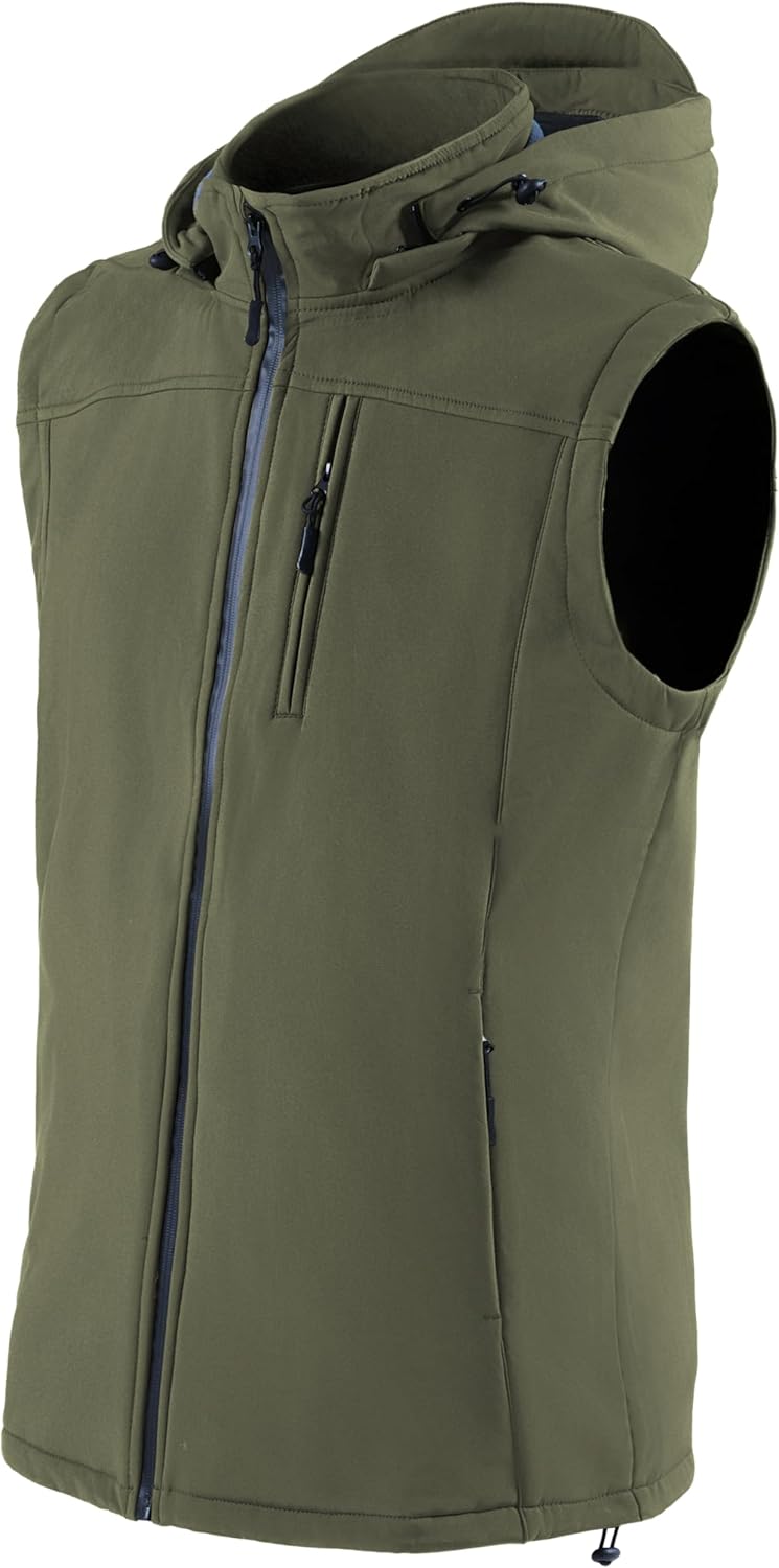 Men's Golf Vest Windproof Softshell Vest Running Outerwear Fleece Lined Sleeveless Jacket for Hiking Travel