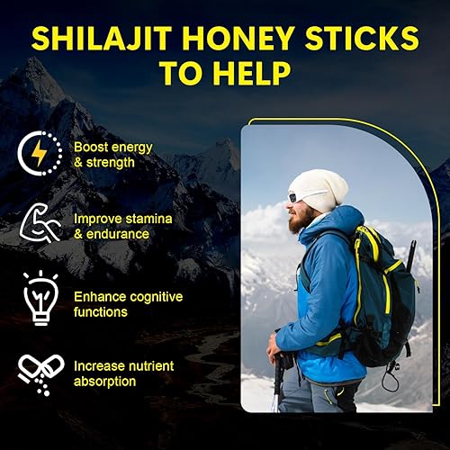 Miniatura 3 de Palitos de miel Shilajit del Himalaya, palito de miel Shilajit para hombres, resina pura del Himalaya con azafrán orgánico, 30 barras para aumentar