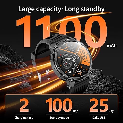 Miniatura 2 de Reloj inteligente para hombre para teléfonos Android y iPhone, relojes inteligentes deportivos militares para hombres, reloj de seguimiento de