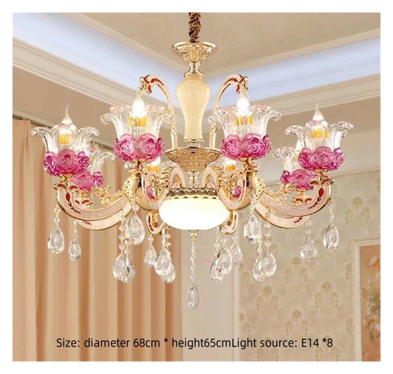 European Crystal Chandelier Luxurious Atmosphere Flower Candle Villa French Dining Room Chandelier