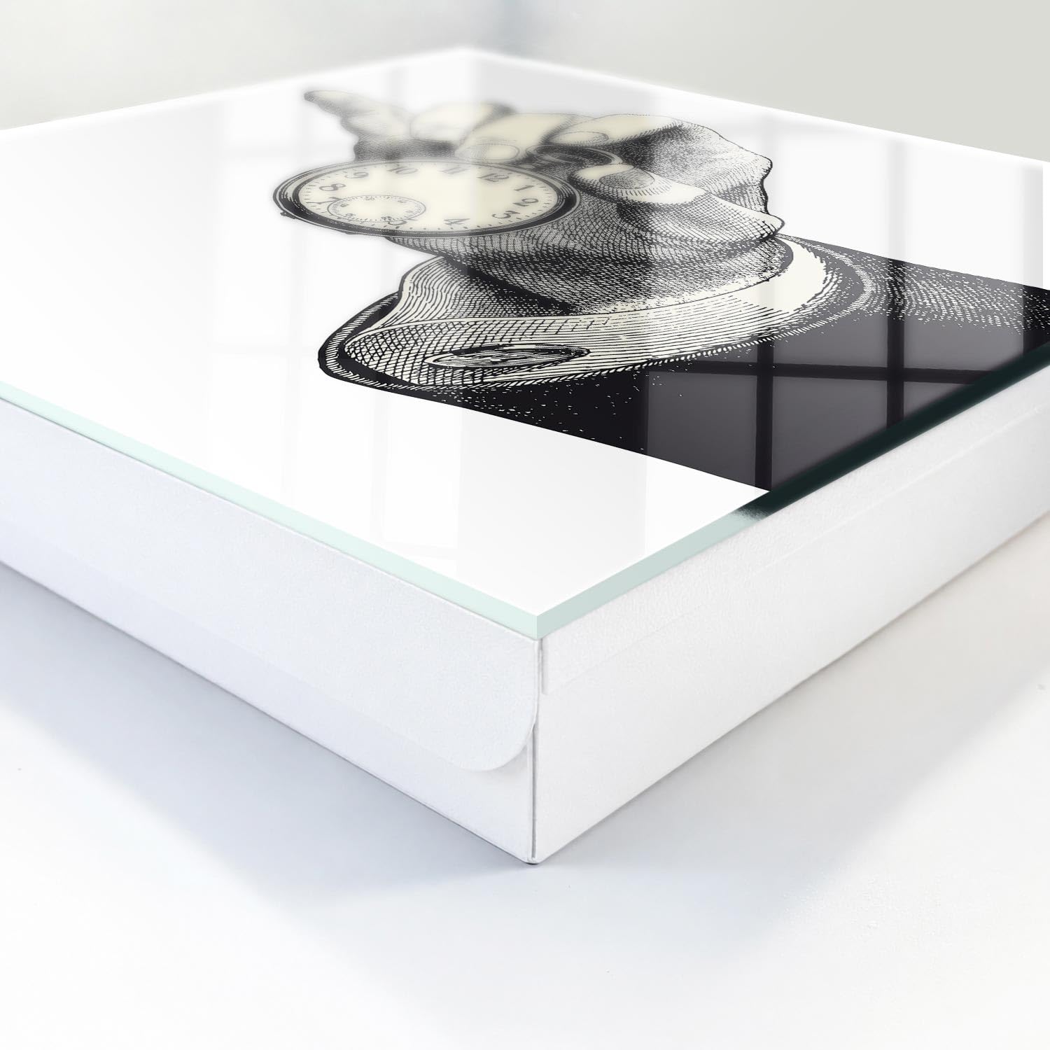 Portachiavi in vetro 30x30 cm Orologio da tasca Porta Sinistra Bianco | Appendiabiti | Bacheca | Vetrinetta | Nicchia | Casellario | Armadio | Gancio | Quadro | Mobiletto | Contenitore | Supporto