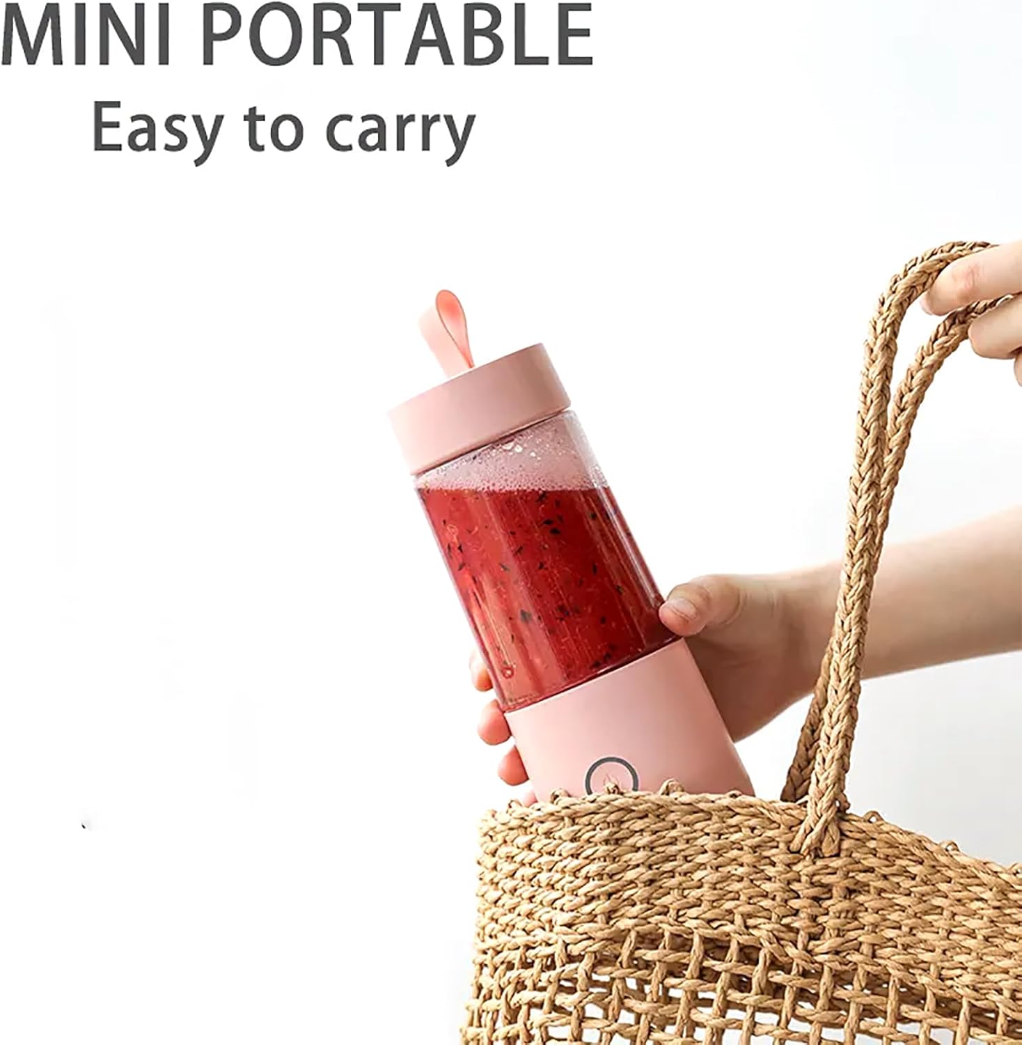 Personal Mini Juice Blender, Portable Juicer Cup 350ml with 4 Blades in 304 Stainless Steel, 15 Cups Output/Full Charged, BPA Free and Easy to Clean, for Sports, Travel, Fishing, Fitness
