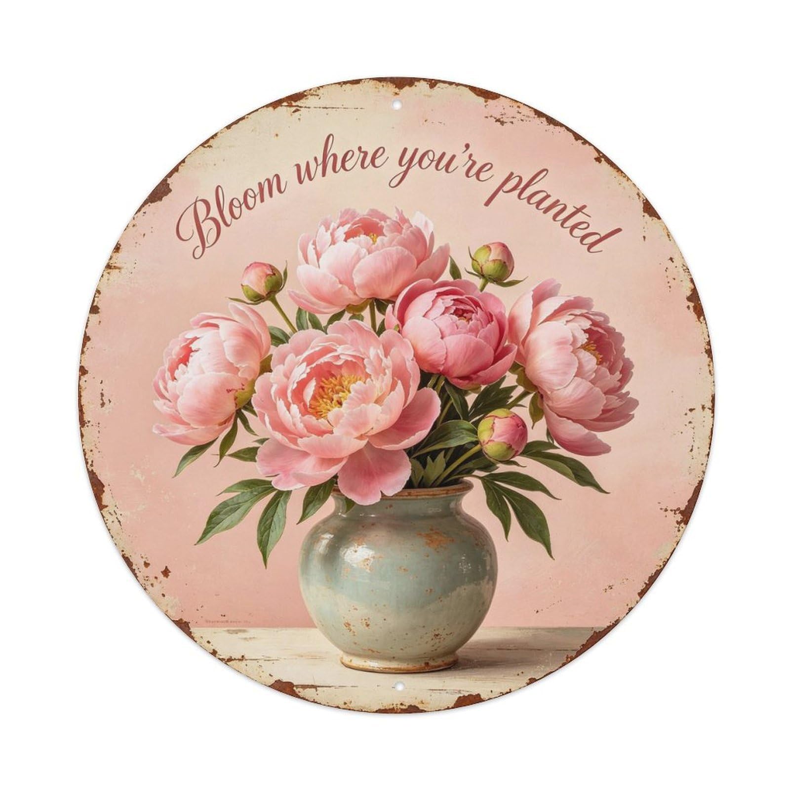 Vintage_peony_bouquet Metal Tin Sign Plaque