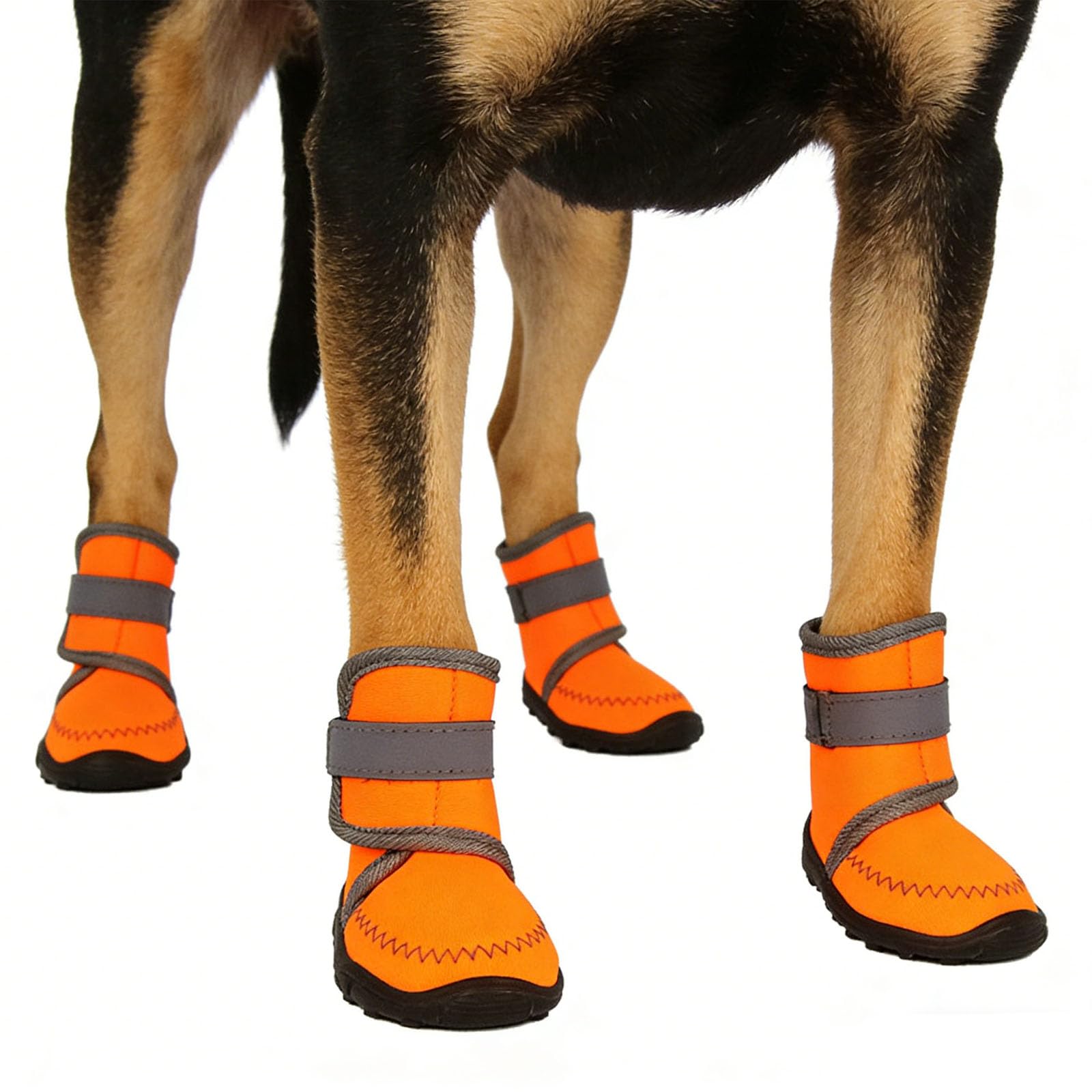 4Er-Set Hundeschuhe, Atmungsaktive Hundestiefel Mit Pfotenschutz Und Reflektierenden Riemen Für Holzböden Und Den Außenbereich, Hundeschuhe Für Kleine, Mittelgroße Und Große Hunde,Orange,XL