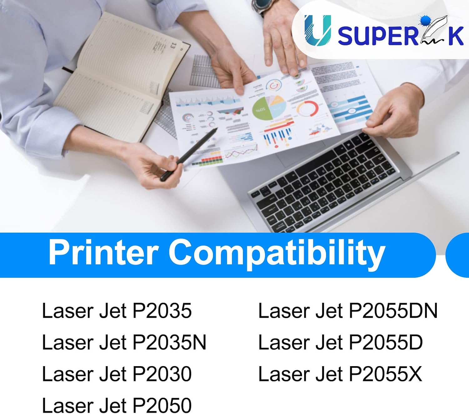 SuperInk Toner Cartridge Replacement Compatible for HP 05A CE505A to Use with Laserjet P2035 P2035N P2030 P2050 P2055DN P2055D P2055X Printer - Black, 2 Pack