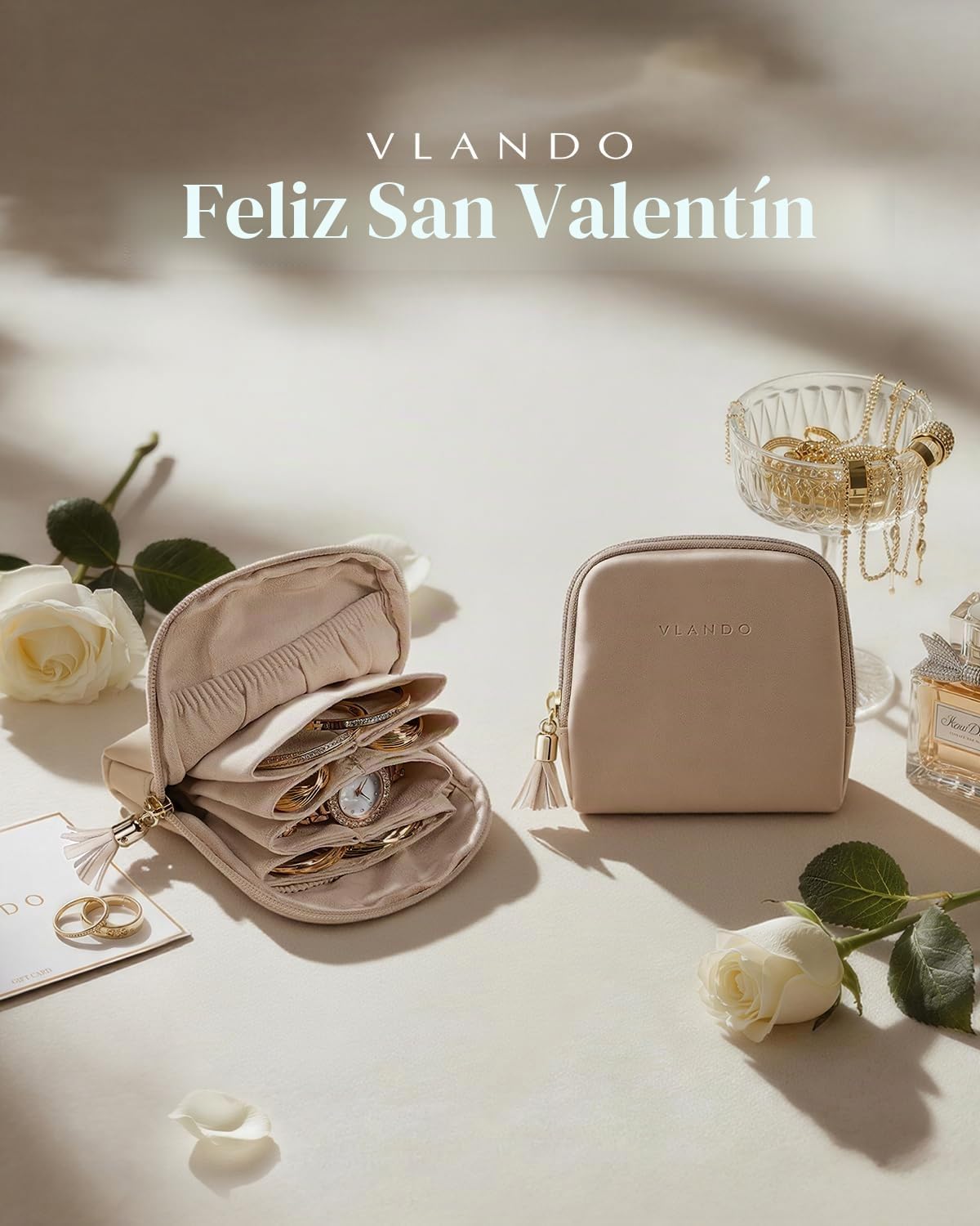 VLANDO Joyero de viaje bolsa para joyas 6 capas caja de joyería piel sintética