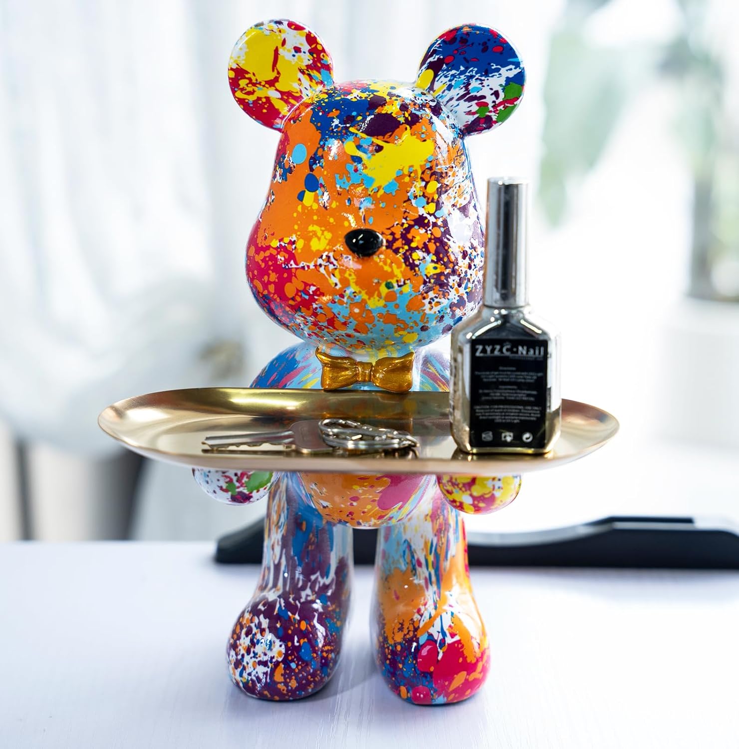 Bear Statue Resin Tray Sculpture for Home and Office Decor, Suitable for Bedroom, Living Room, Office on Table, Desktop, Shelves and Cabinet (London)