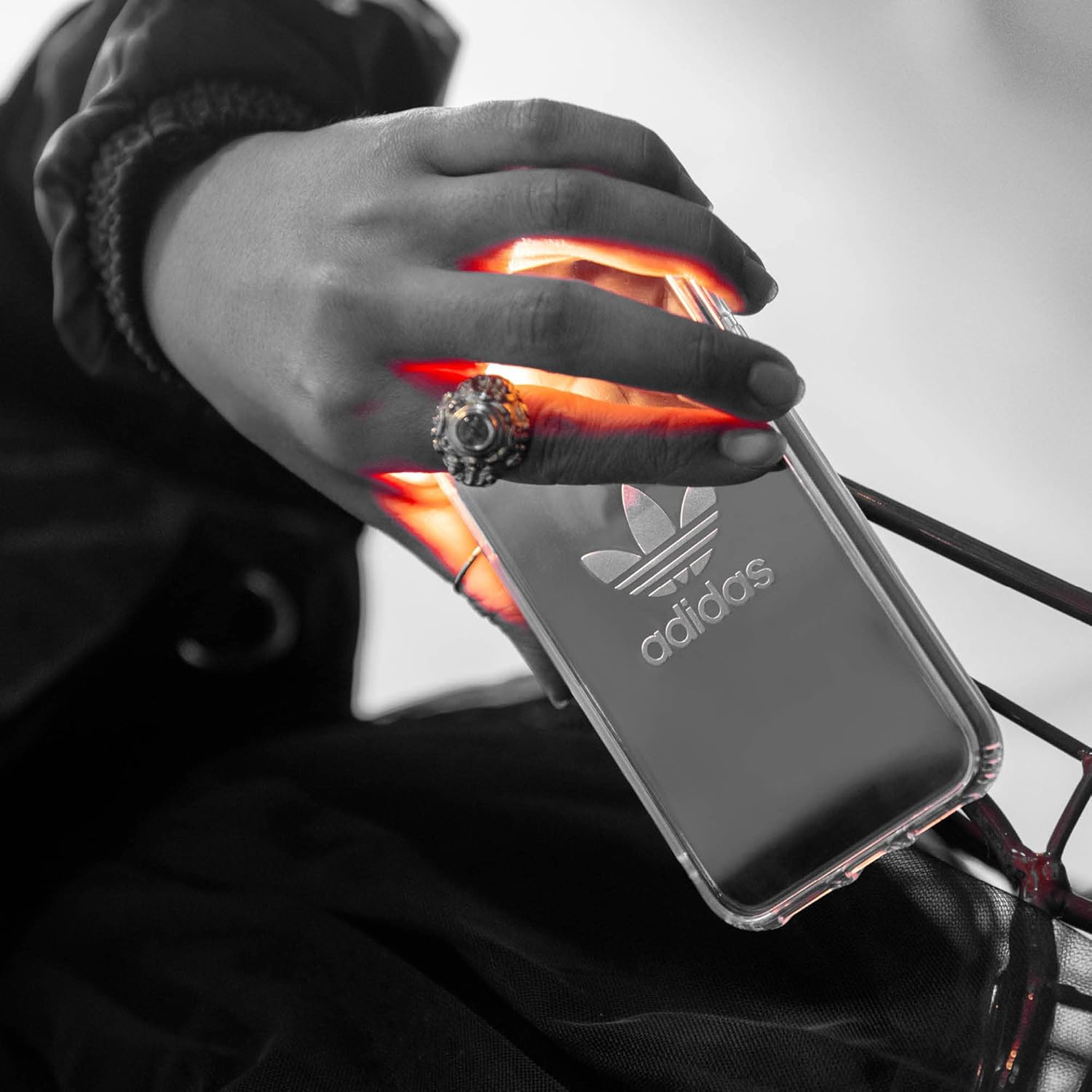 adidas Originals Compatible with iPhone 11 Pro Case, Large Logo Print Transparent Protective Mobile Phone Case – Black