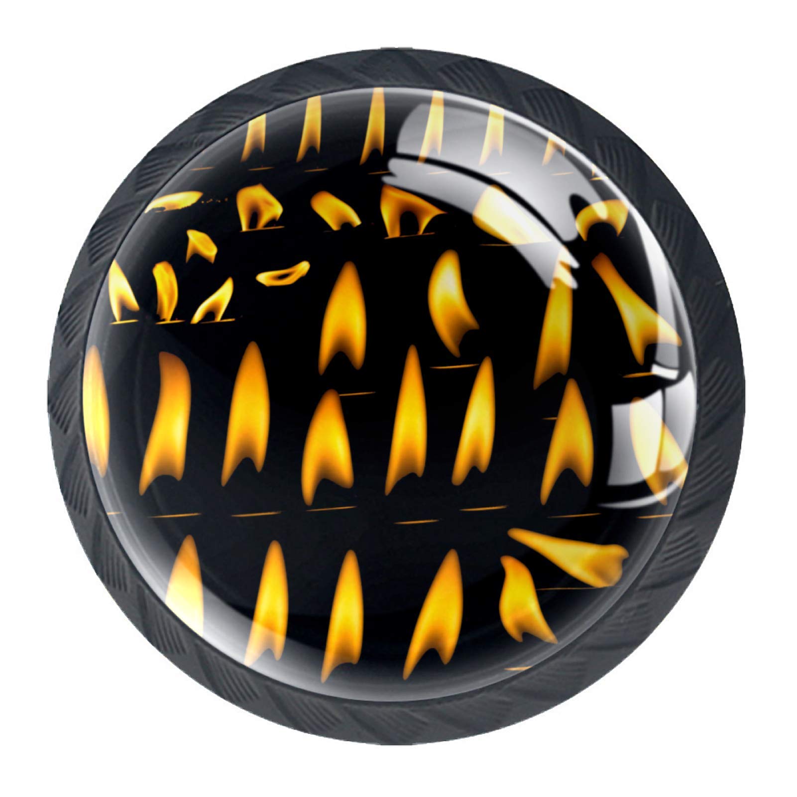 Pshhdgyhs Candle Flame Fire Light Burn Kitchen Cabinet Door Knobs Crystal Glass Pack of 4