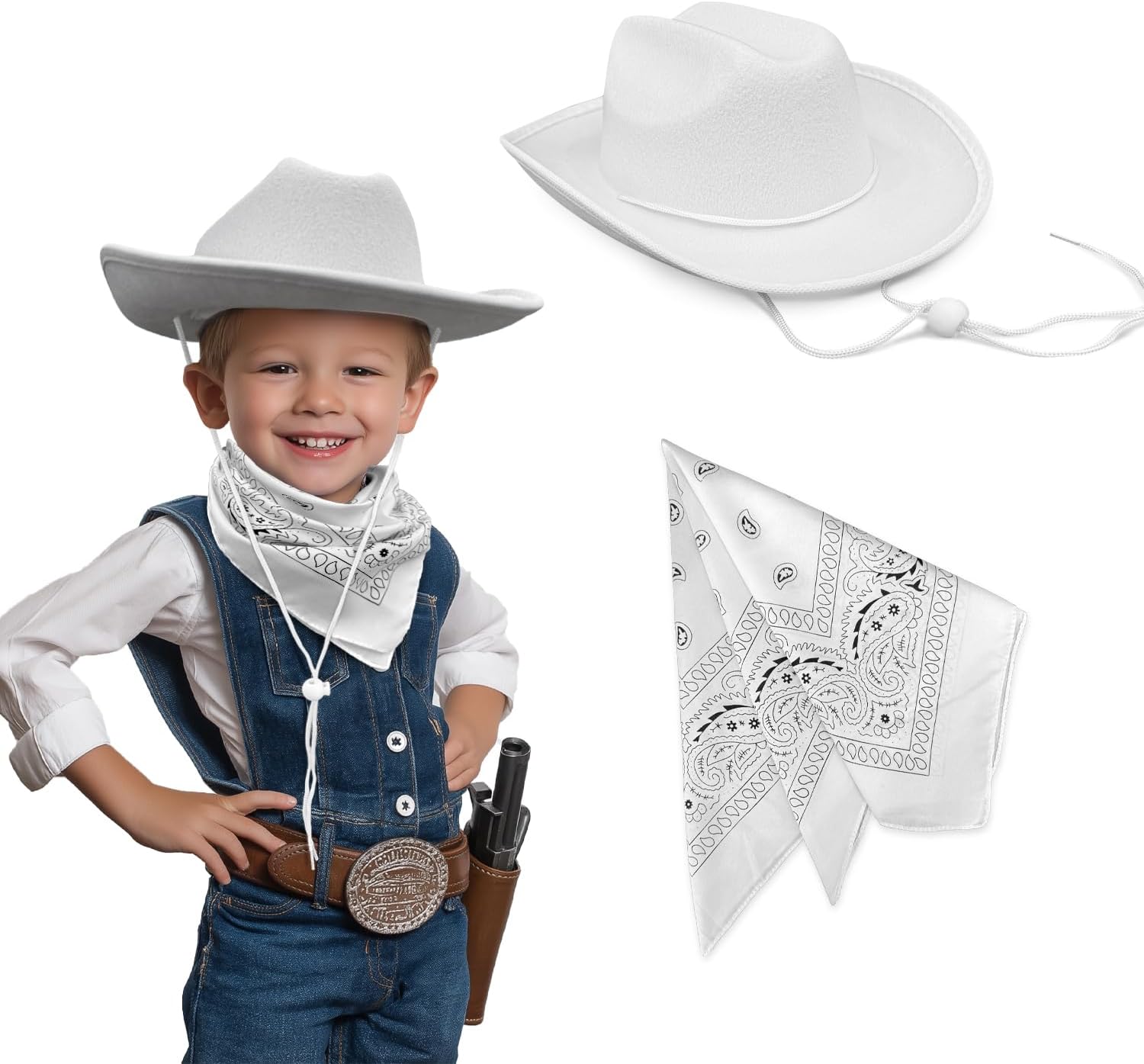SeptCity Toddler Cowboy Hat and Blue Bandana for Age 2-5, Baby Infant Gift for Halloween Birthday Western Parties - Image 8