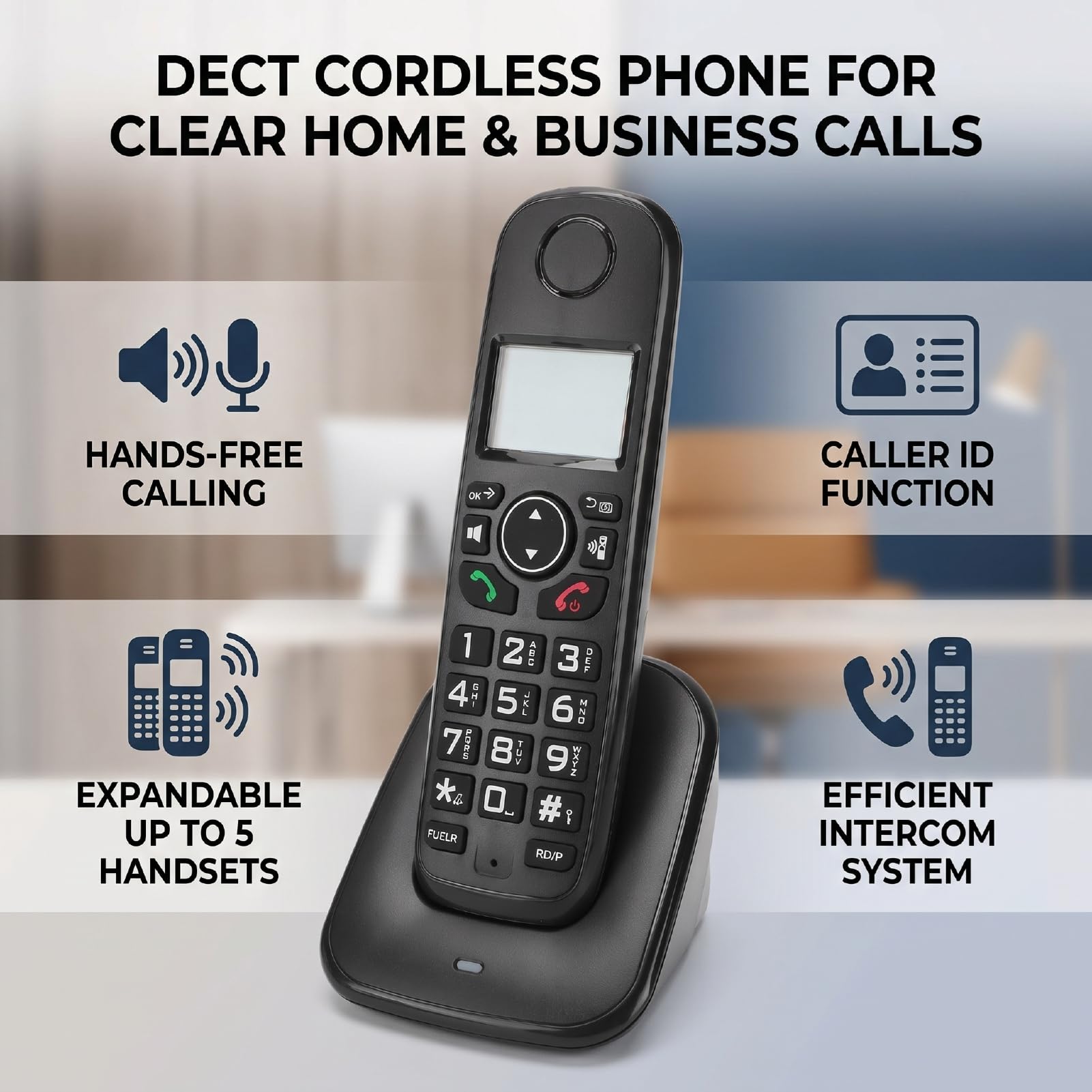 VBESTLIFE Telefono Cordless DECT, Chiamate in Vivavoce e ID Chiamante