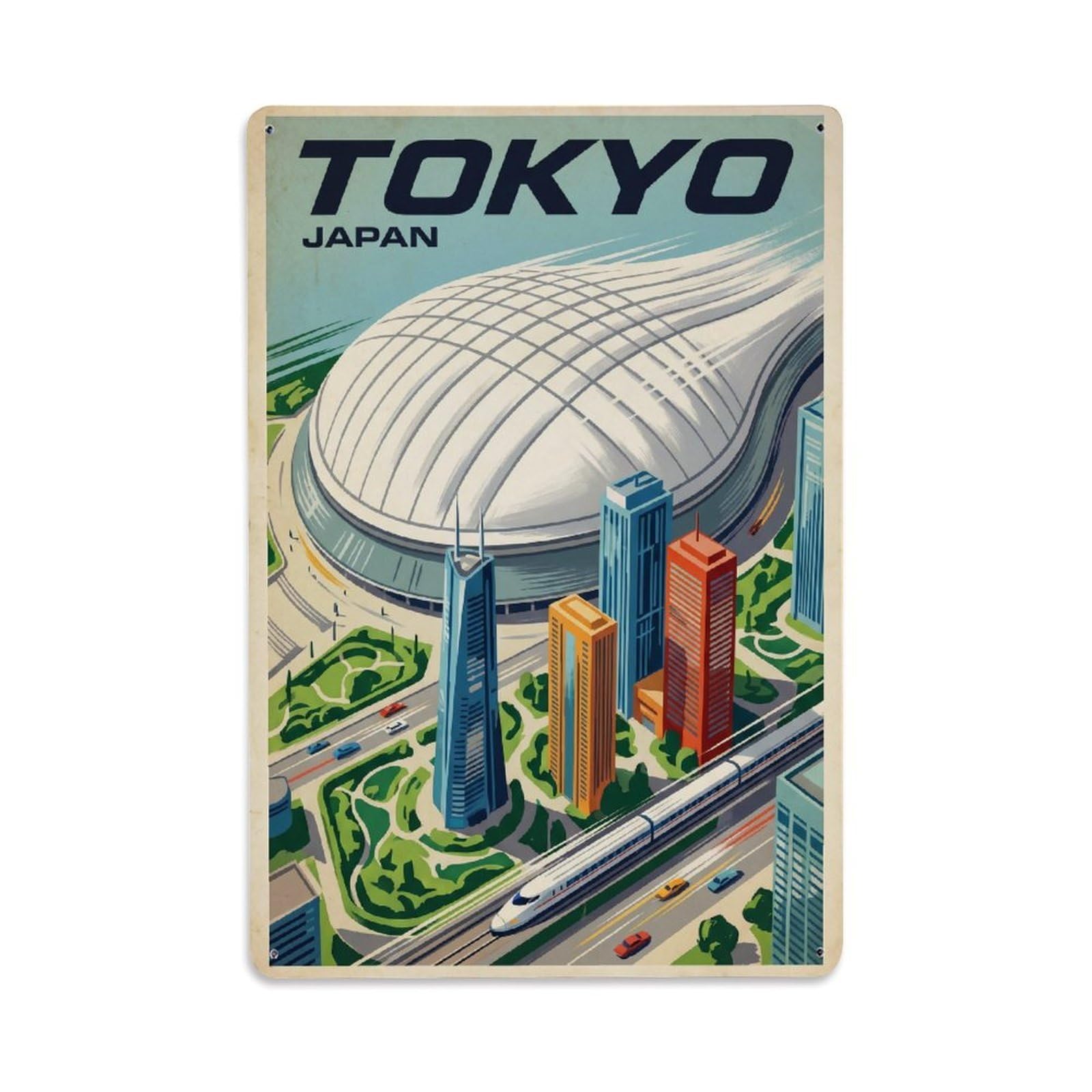 Gead 8X12inch Style Vintage Travel Tokyo Japan Dome Metal Tin Sign