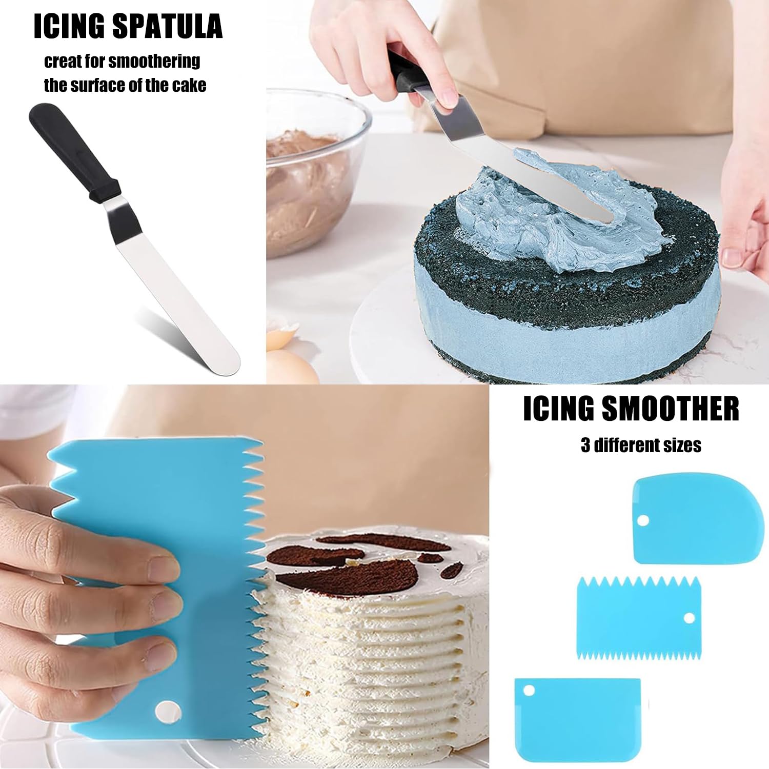 Juego de 124 moldes de resorte, juego de moldes redondos cuadrados para tartas, moldes para tartas de queso de 7/9/10/11 pulgadas con fondo extraíble y suministros de kit de decoración de pasteles,