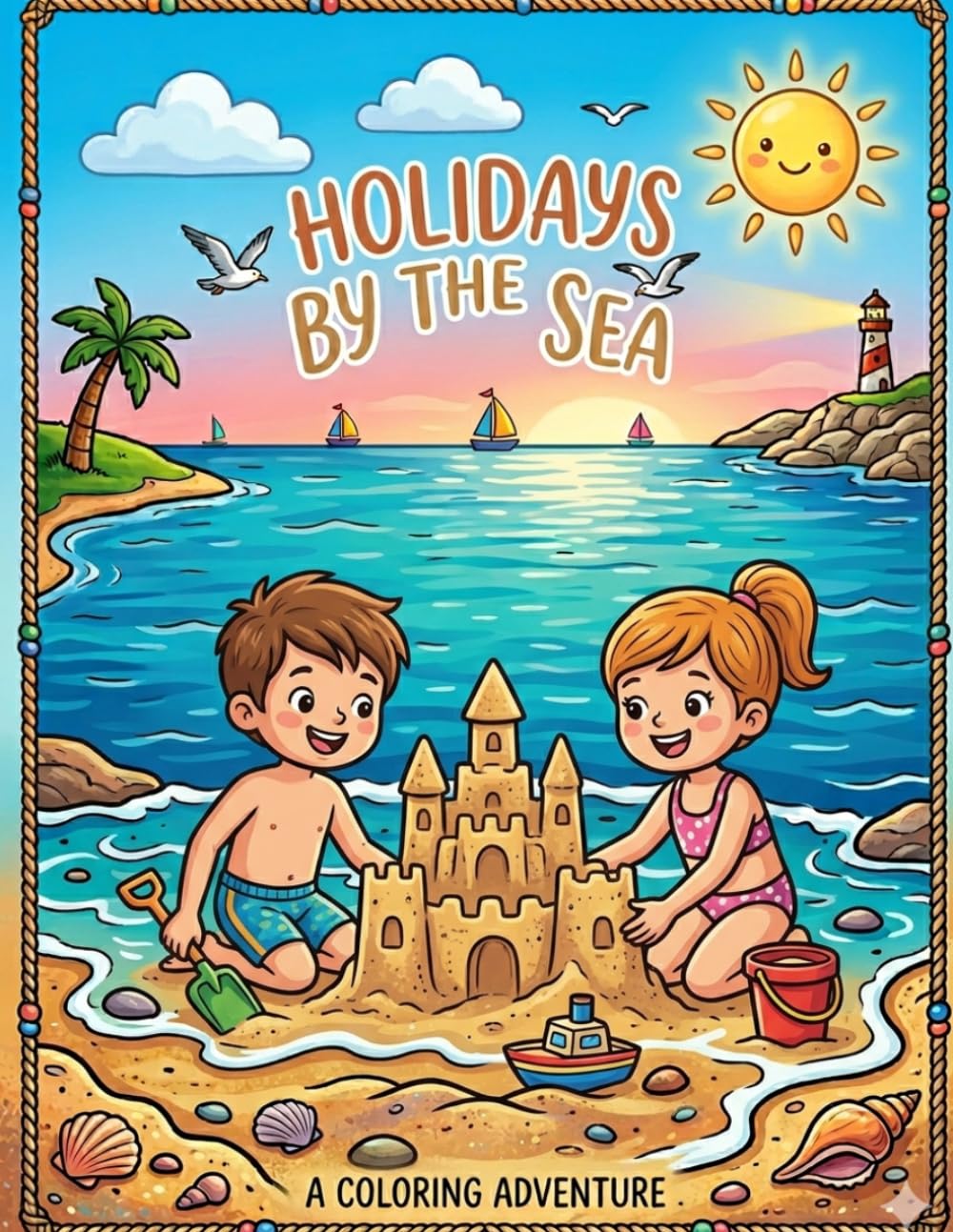 Holidays By The Sea: Relaxing Ocean & Beach Coloring Book for Kids Who Love the Sea