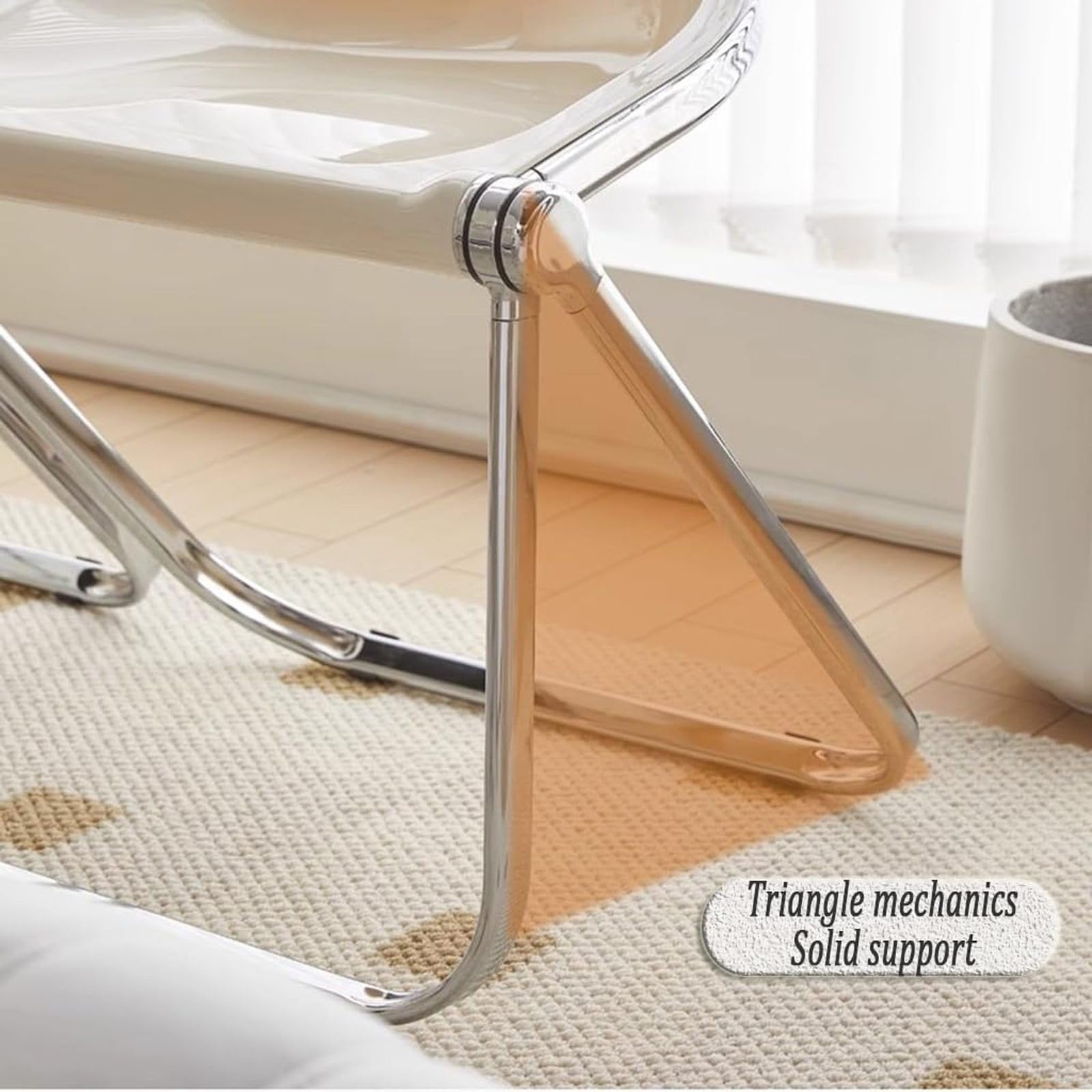 Chaise pliante en acrylique transparent sans accoudoirs, tabouret de salle à manger en plastique épais pour la maison, le bureau, l'extérieur