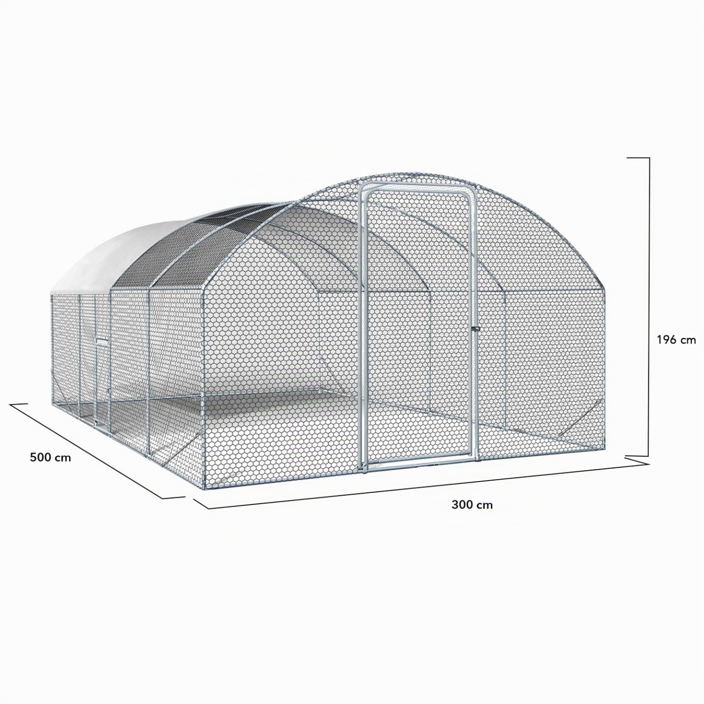 IDMarket - Hühnergehege Kuppel 15 m² Gitterpark 3x5 M mit Seitentür