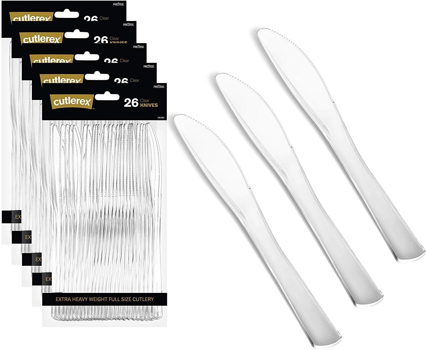 130 Clear Plastic Knives Heavy Duty Plastic Silverware
