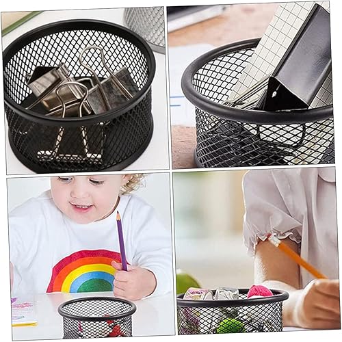 Miniatura 4 de STOBOK Soporte de clip de metal para escritorio, 6 piezas, suministros de oficina, organizador de clips de papel de malla metálica, contenedor de