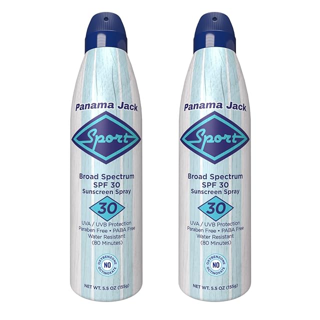 Panama Jack Sport Sunscreen Spray - SPF 30 Broad Spectrum UVA UVB Protection PABA Paraben Gluten Cruelty Free