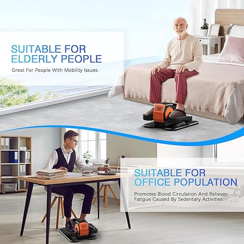 Miniatura 6 de Elíptica debajo del escritorio, ejercitador elíptico de piernas para personas mayores, elíptica portátil para el hogar con control remoto y 12