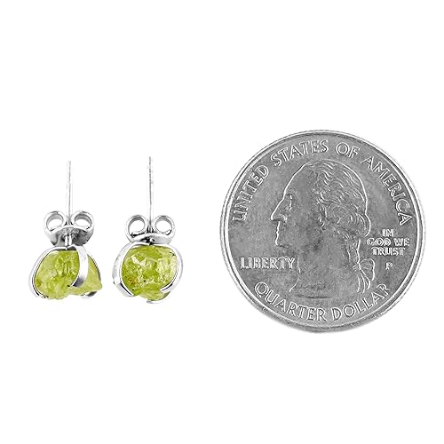 Miniatura 6 de Raw Peridot Earrings for Women 925 Sterling Silver Rough Crystal Gemstone Prong Stud August Birthstone Handmade Jewelry Gifts for Her, Stud Earrings