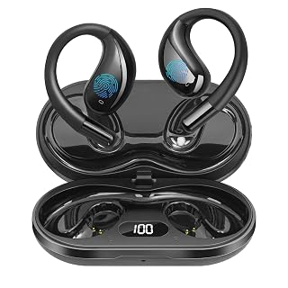 Open Ear Clip Wireless Earbuds Bone Conduction Headphones, Bluetooth 5.4, Open Ear Design, Built-in Mic, IPX7 Waterproof, LED Display Charging Case,Ear Hooks Ear Buds,Design for Running Walking - Amazon product rated Grade A