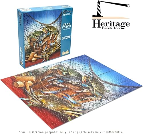 Miniatura 6 de Rompecabezas Heritage Crab Catch - Rompecabezas de 550 piezas para adultos por Larry Jones - Tamaño 18 x 24 pulgadas - Crabbing Adventure Seaside