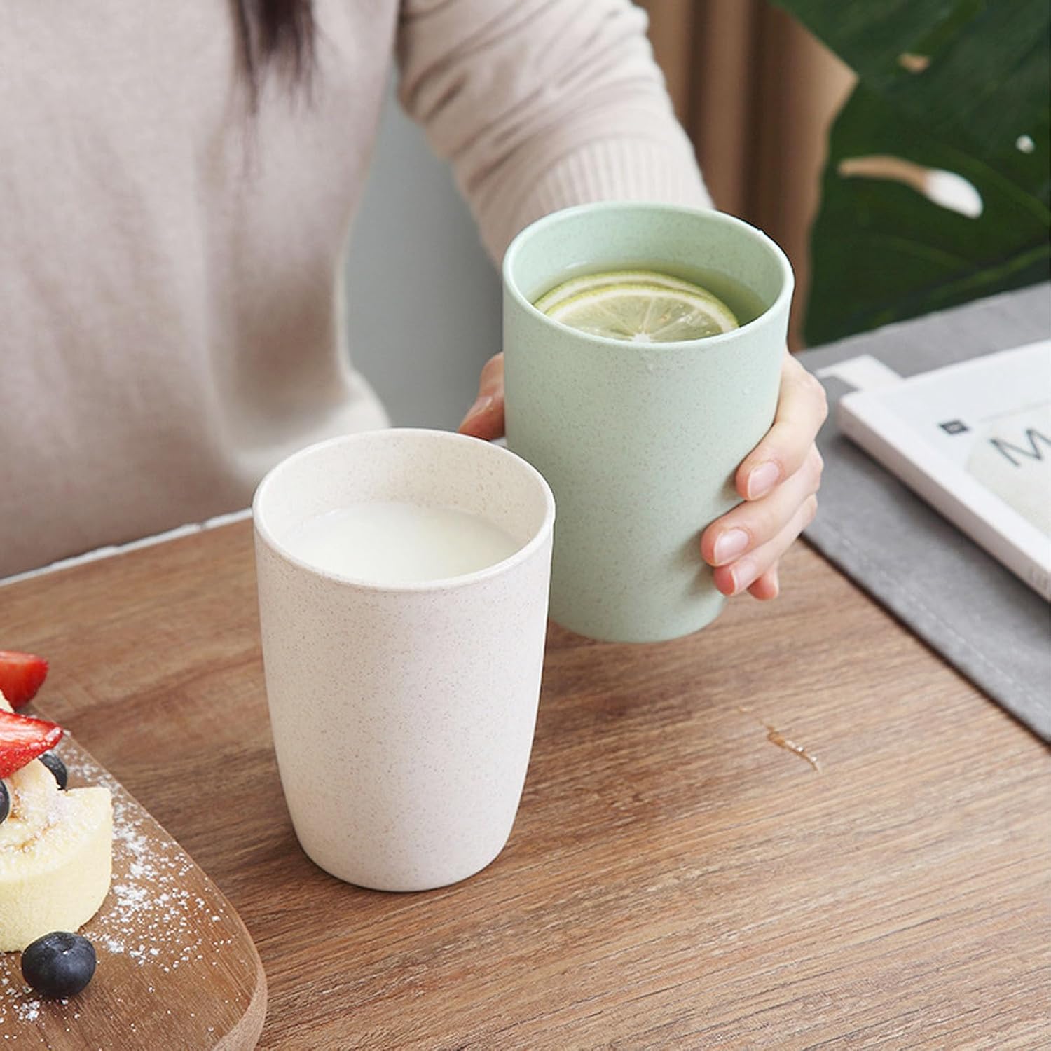 Wheat Straw Cups set of 4, Unbreakable Drinking Cup Reusable Cups