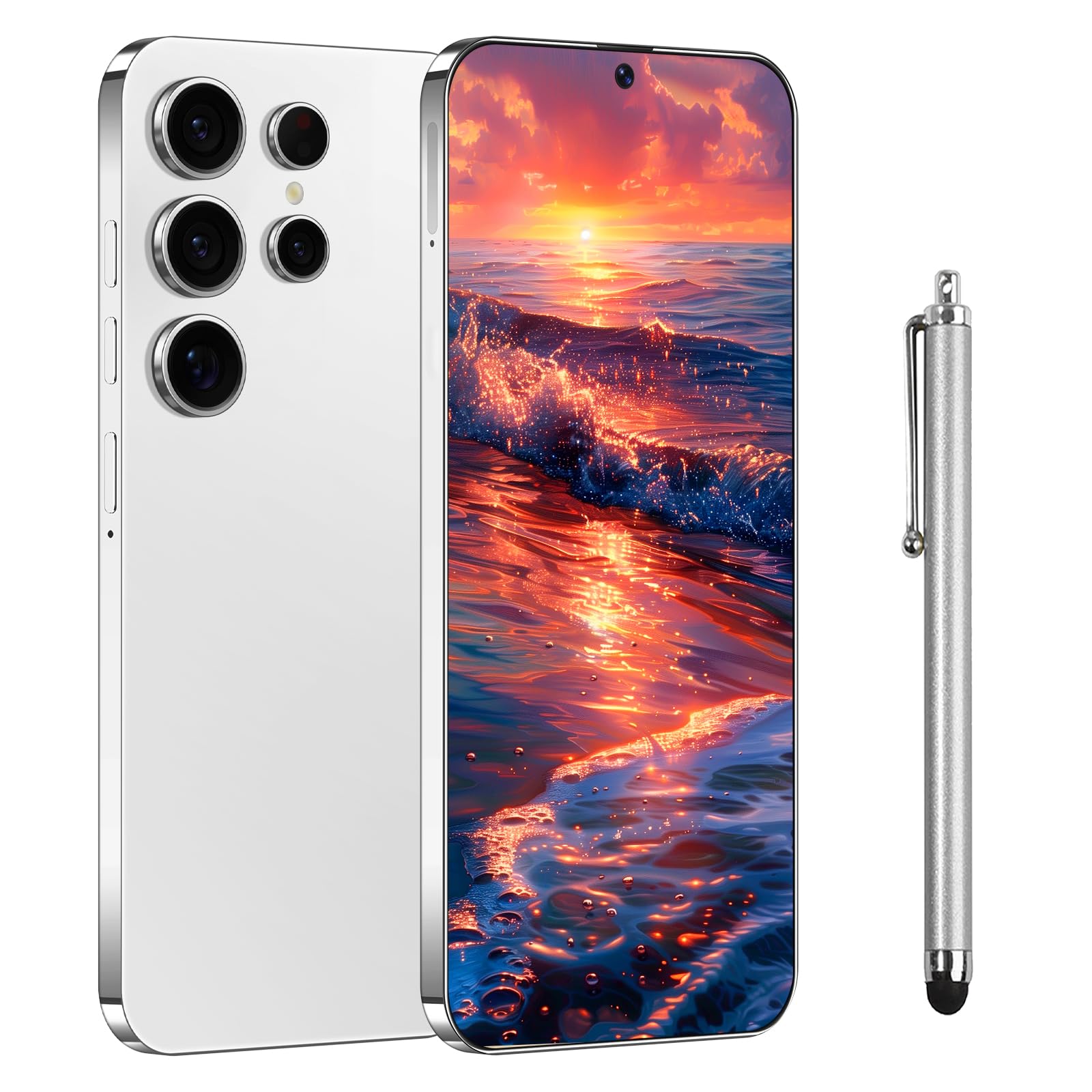 C24 5G Unlocked Cell Phone,8GB+256GB Smartphone,Android 14 Phone, 7.0" HD Display,6800mAh Battery, 108MP+48MP Camera,Support Dual SIM/Fingerprint Lock/Face ID 5G Phone-White