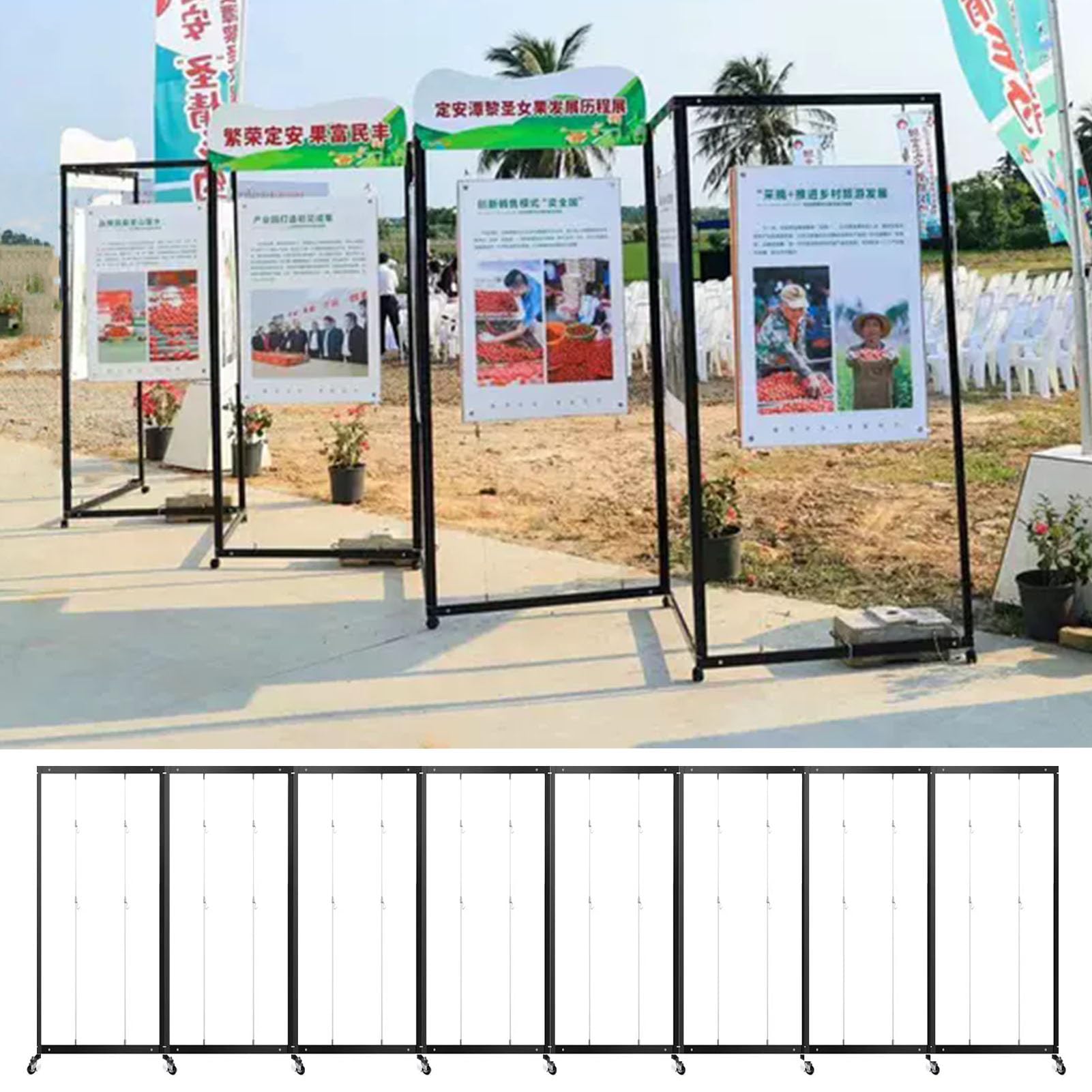 Expositor plegable móvil para exposición de pintura, soporte ajustable para carteles para espacios pequeños, soporte para colgar estantes publicitarios