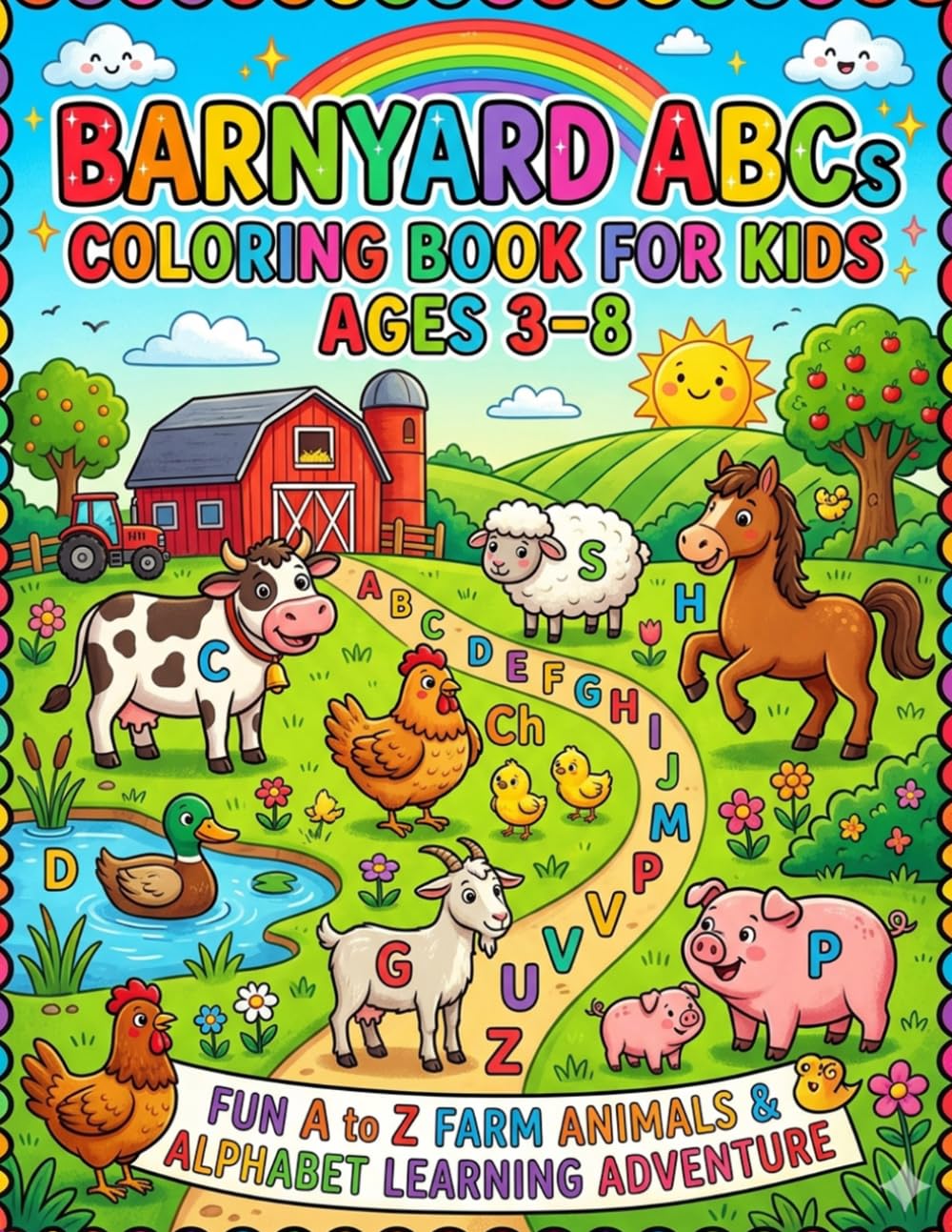Barnyard ABCs Coloring Book for Kids Ages 3–8: Fun A to Z Farm Animals & Alphabet Learning Adventure