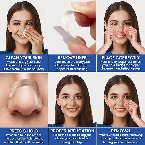 Miniatura 2 de Tiras nasales para dormir, paquete de 100 unidades, tiras nasales perfectas para respirar y ronquidos, las mejores tiras antironquidos para aliviar