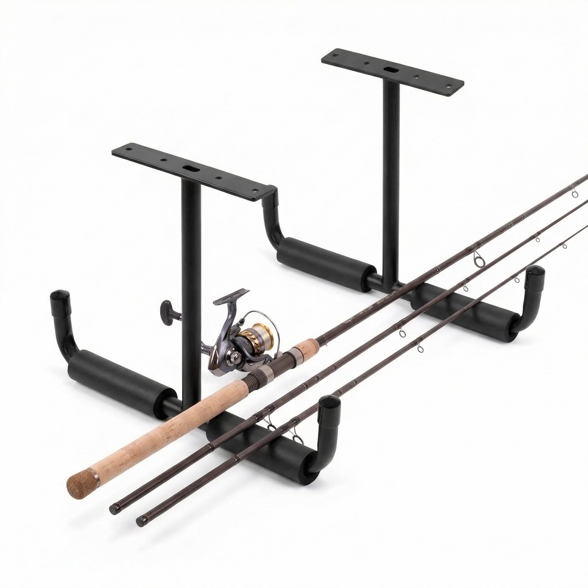 QWORK® 2 Pack Overhead Garage Hooks, Storage Hooks, for Hanging Fishing Rods, Pipe, Lumber
