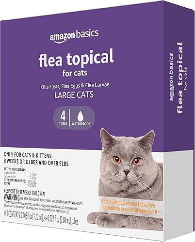 Tienda Basics Pulgas tópico para gatos grandes (más de 9 libras), 4 unidades (anteriormente Solimo)