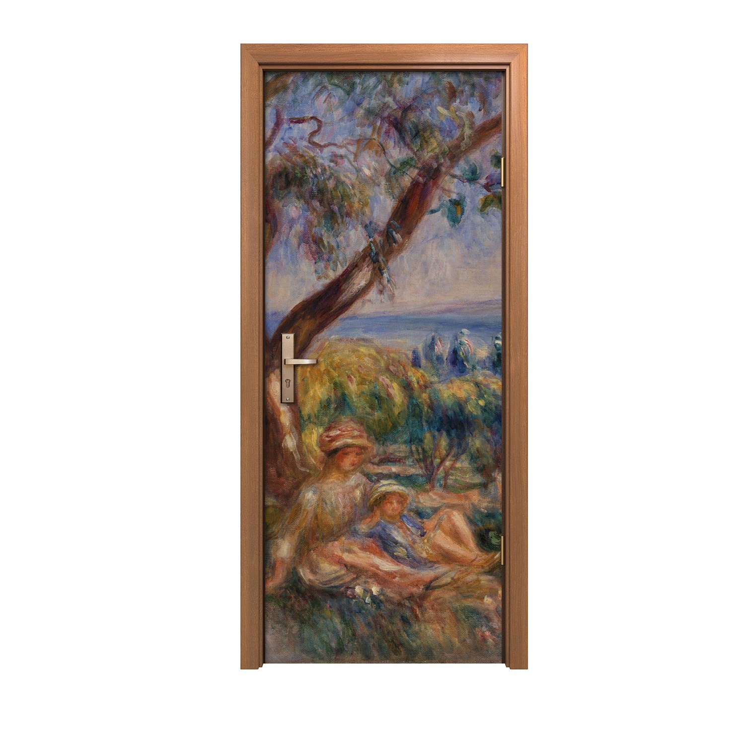 Autocollant de porte paysage forestier anti-imperfections déco murale 80x200