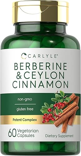 Carlyle Berberina con canela de Ceilán  Complejo de 2000 mg  60 cápsulas  Vegetariano, sin OMG, sin gluten