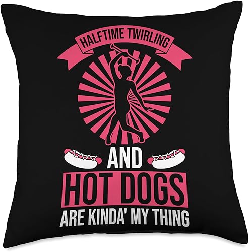 Baton Twirling & Majorette Dance Designs Design for Baton Twirler Throw Pillow, 18x18, Multicolor