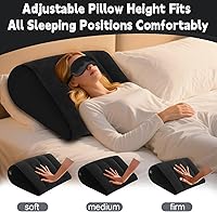 Vista 5 de Almohada inflable de cuña para viajar y dormir: cojín de cuña portátil con máscara de ojos de seda para elevación de piernas, soporte de espalda