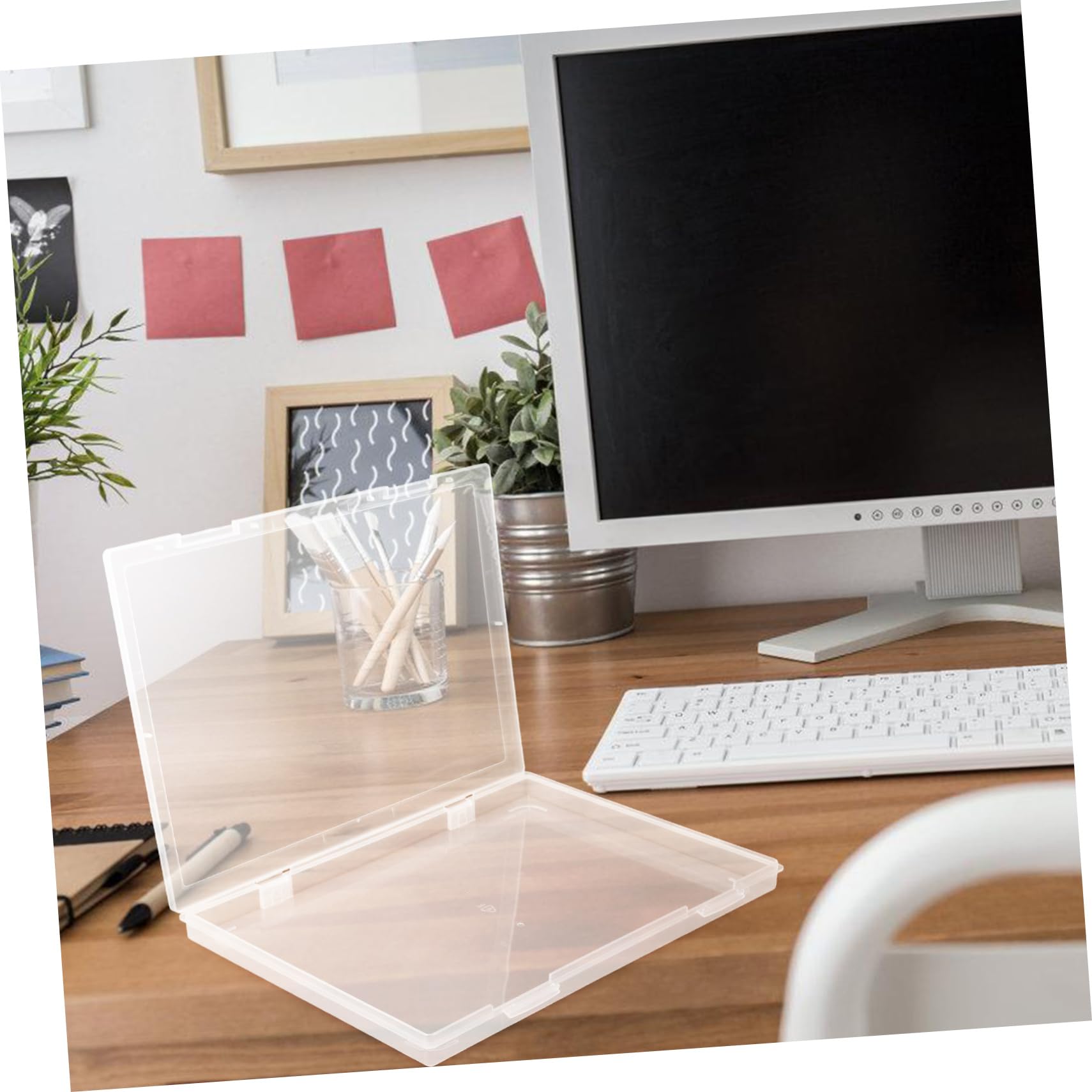 2stücke Datei-aufbewahrungsbox Mit Deckel Transparente Kunststoffbox Für Akten Fotoalben Dokumente Grußkarten Papier Und Schreibwaren Tragbarer Organizer Für Büro Und Schule