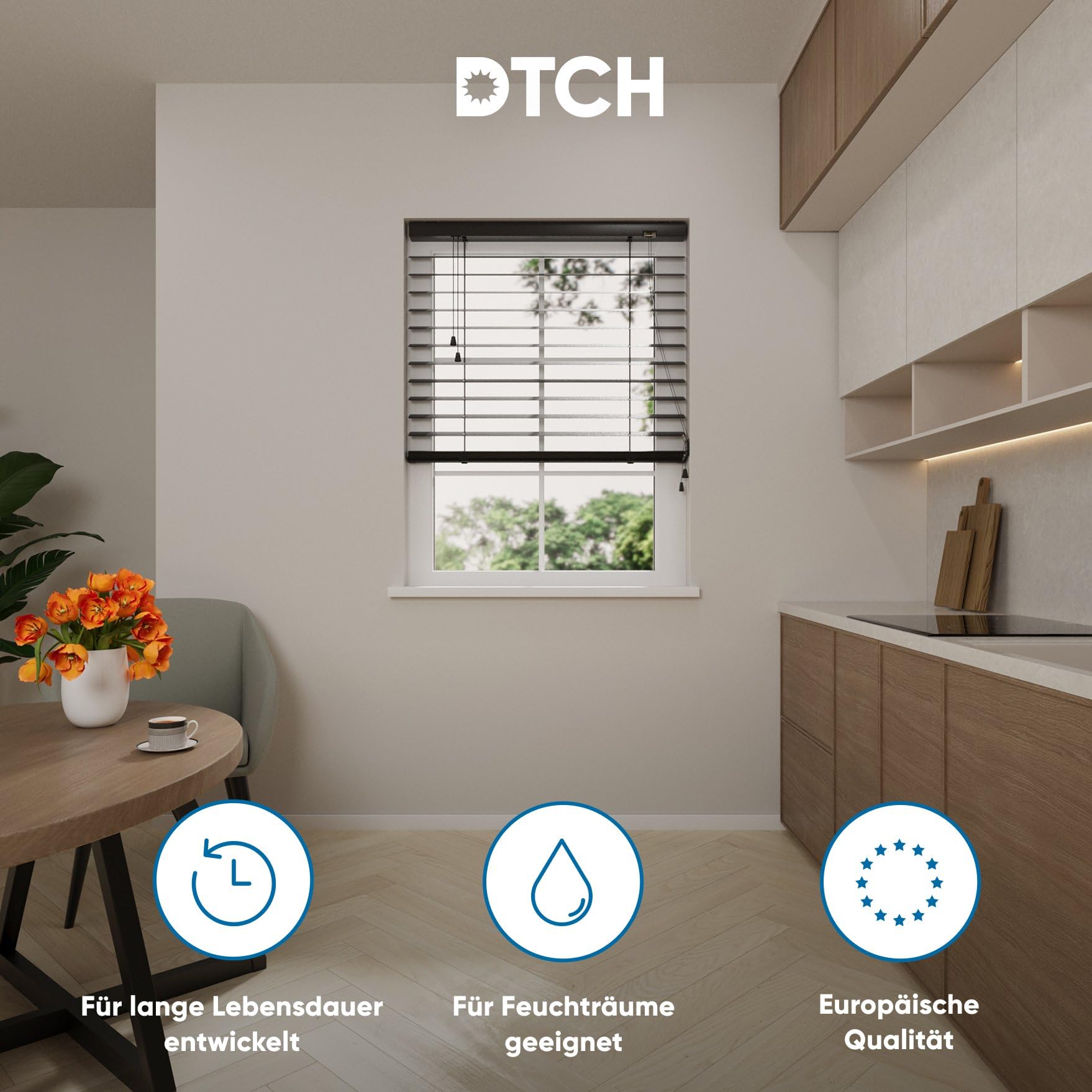 DTCH® Aluminium Jalousie innen, schwarz, 110 x 180 cm