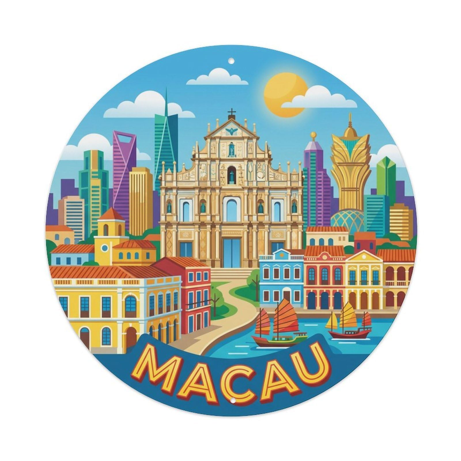 Vintage Travel Macau Metal Tin Sign
