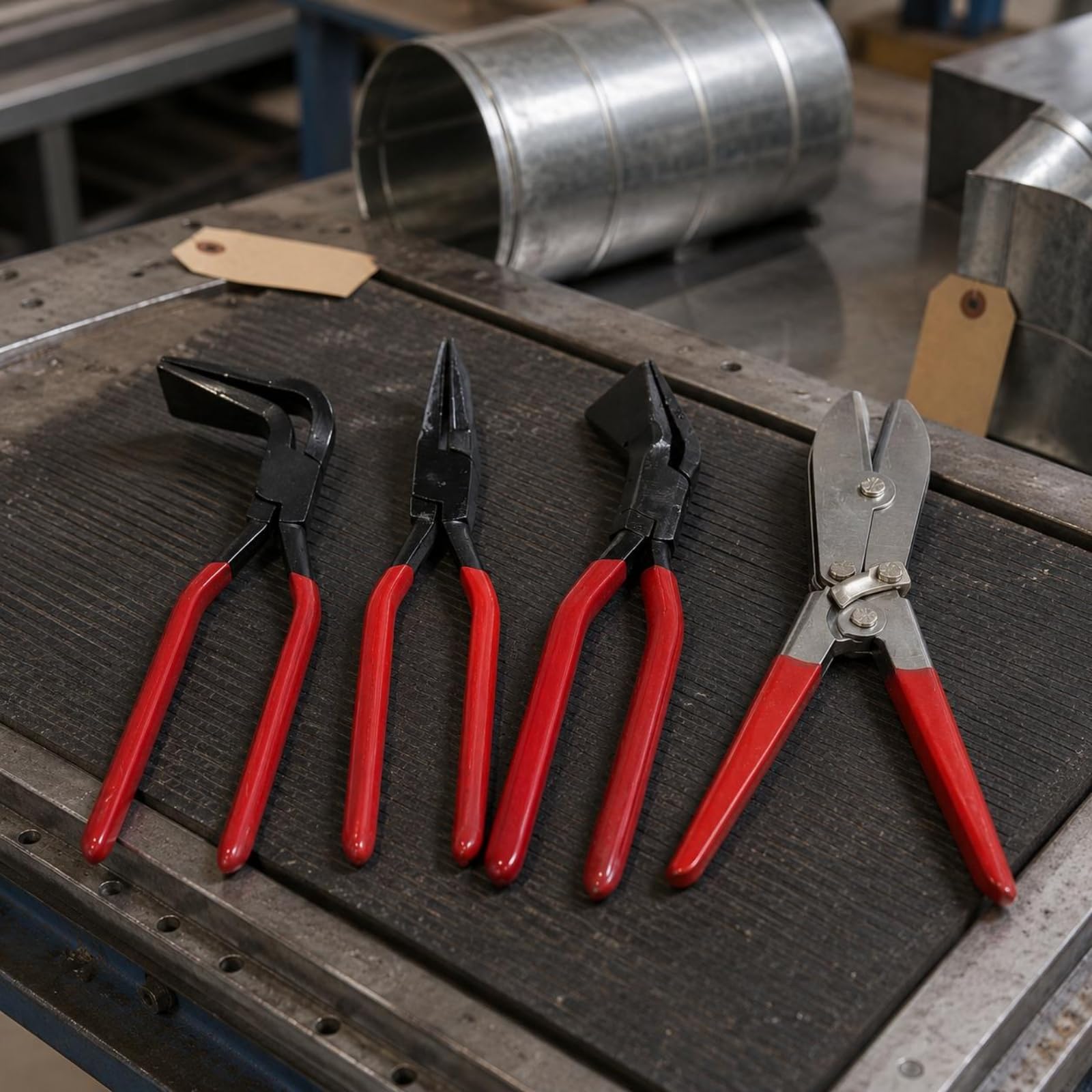 Gralara 4 Pieces Alicates Conformado Empuñadura Recubiertos Pinza Chapa Metálica Cabezas Anguladas Herramienta Manual