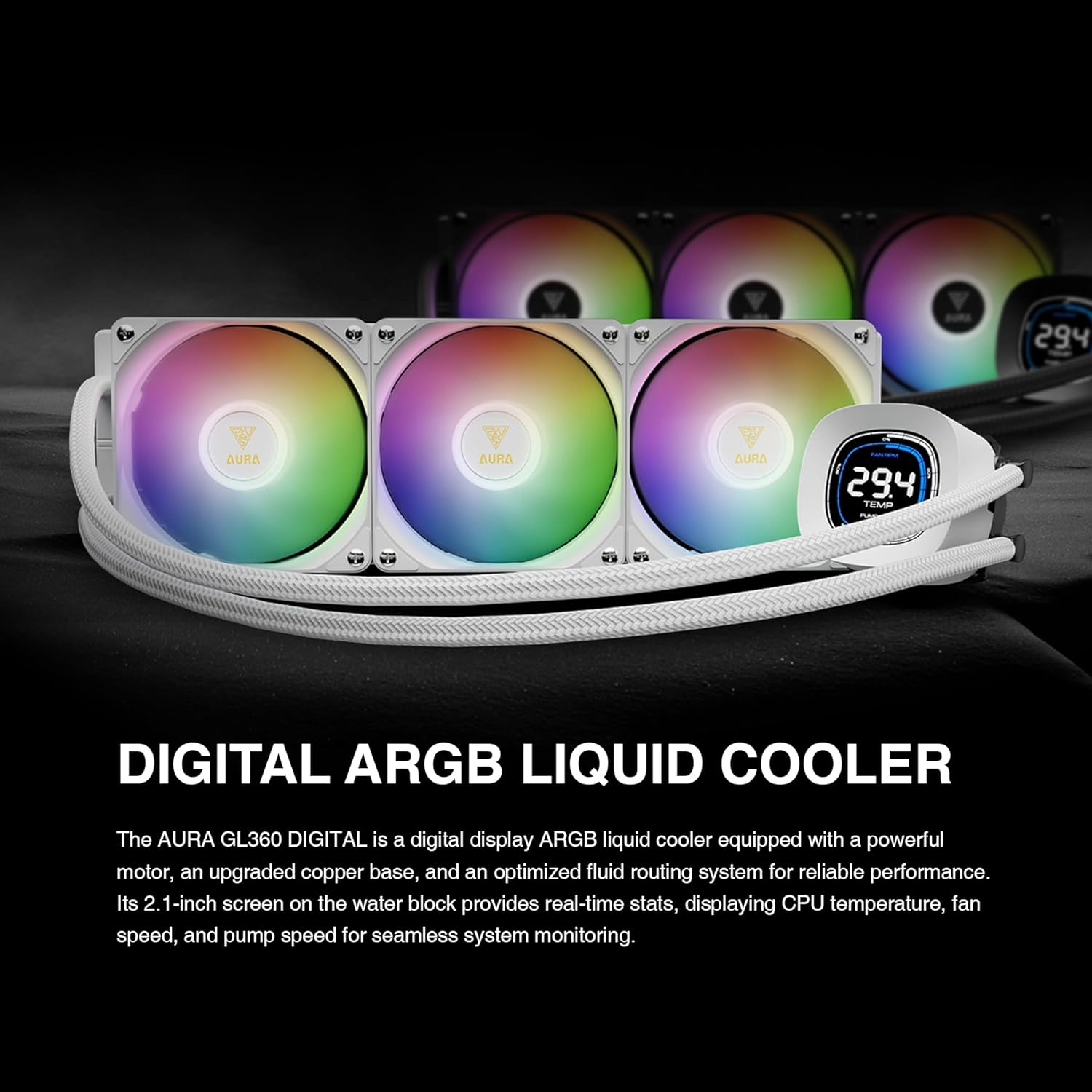 GAMDIAS Aura GL360 Digital WH AIO PC CPU Liquid Cooler